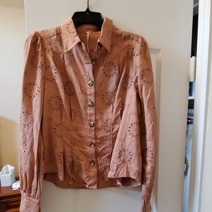 Free People Up in the Clouds Eyelet Buttondown